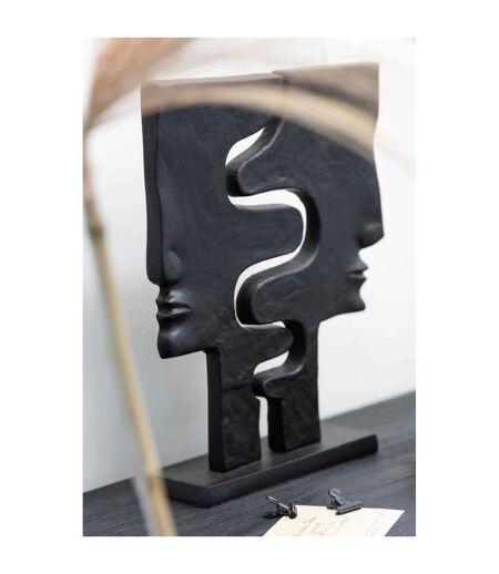 Statuette Déco Visages Imbriqués 38cm Noir