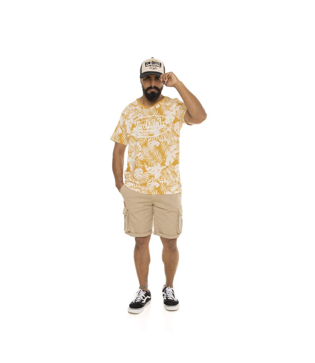 T-shirt jersey slub print devant all over feuillage Vondutch-3
