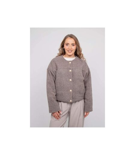 Veste courte effet laine boutons dorés UWARI - Dona X Lisa