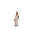 Womens/ladies Floral Polyester Belted Wrap Dress Cream Multicoloured AX Paris-1