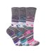 3 Pack Ladies Warm Fairisle Thermal Diabetic Socks for Winter-1
