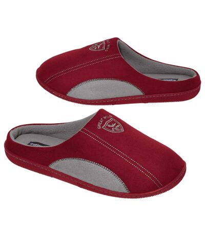 Men's Burgundy Faux-Suede Slippers