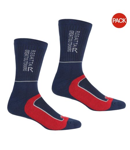 Pack of 2  Mens samaris 2 season socks  navy/dark red Regatta