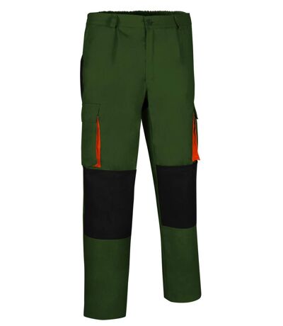 Pantalon de travail multipoches - Homme - DARKO - vert militaire - noir et orange