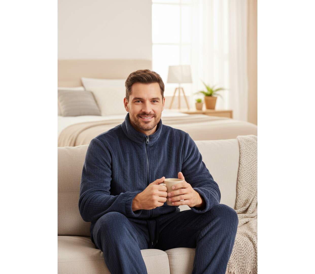 Pyjama Homme Hiver Polaire Doux ZIP-2