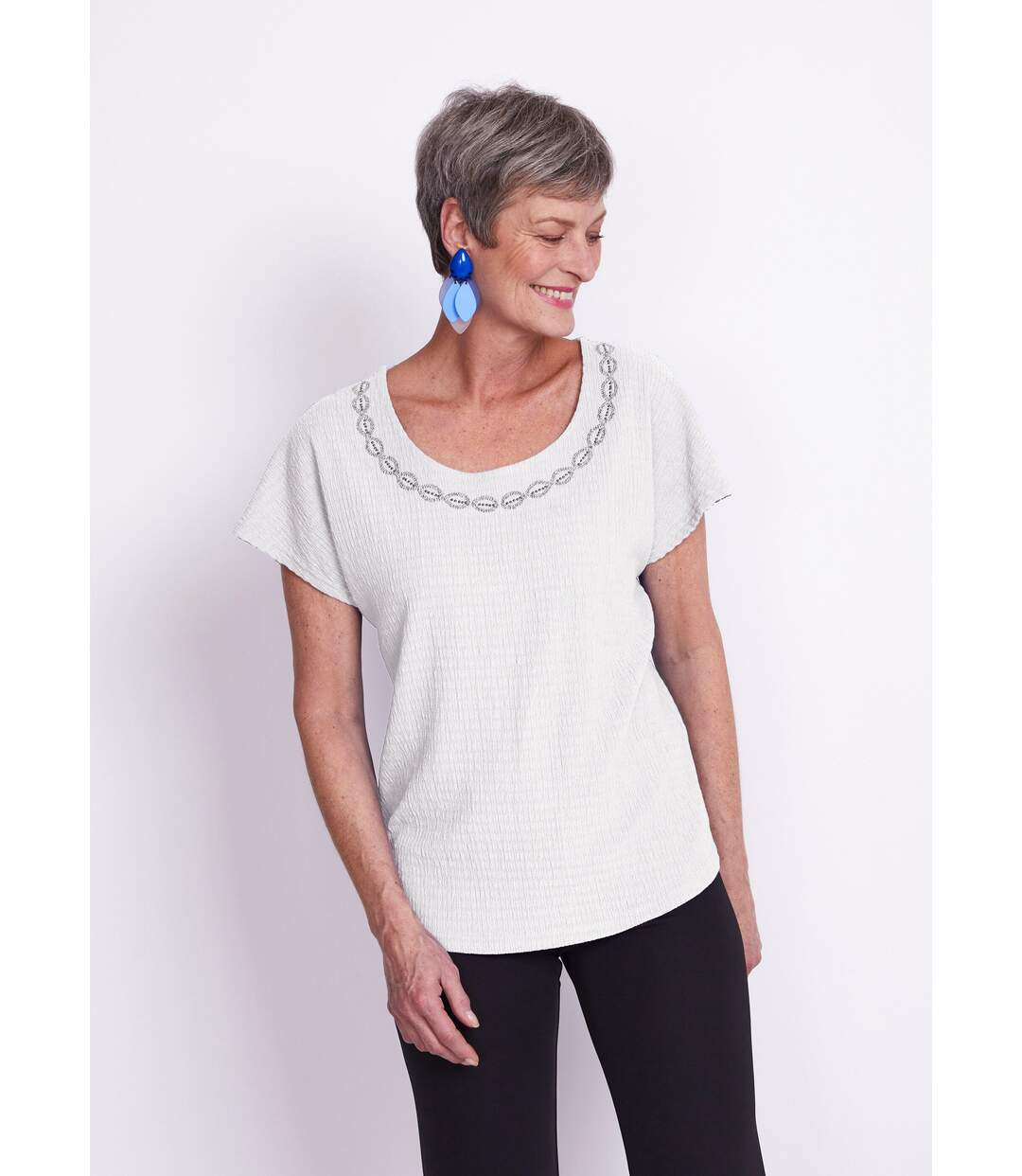 Tee-shirt manches kimono maille gaufrée-1