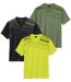 Pack of 3 Men's Sporty V-Neck T-Shirts - Green Black Khaki