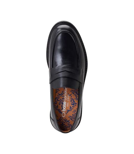 Mens Ivey Leather Loafers Black Base London