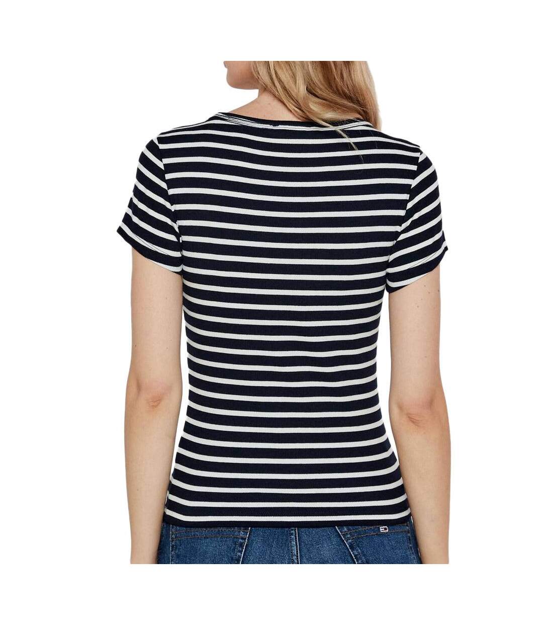 T-shirt marine/blanche femme tommy hilfiger essential - l-2