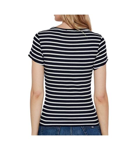 T-shirt marine/blanche femme tommy hilfiger essential - l