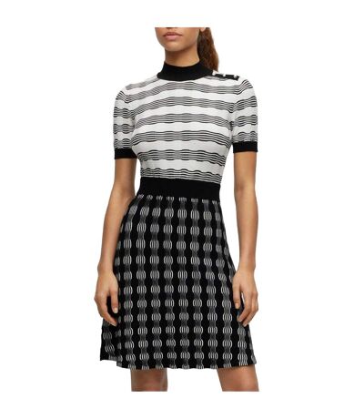 Womens/ladies Foldiana Knitted Dress Black White Boss