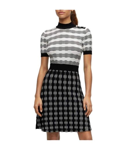 Womens/ladies Foldiana Knitted Dress Black White Boss