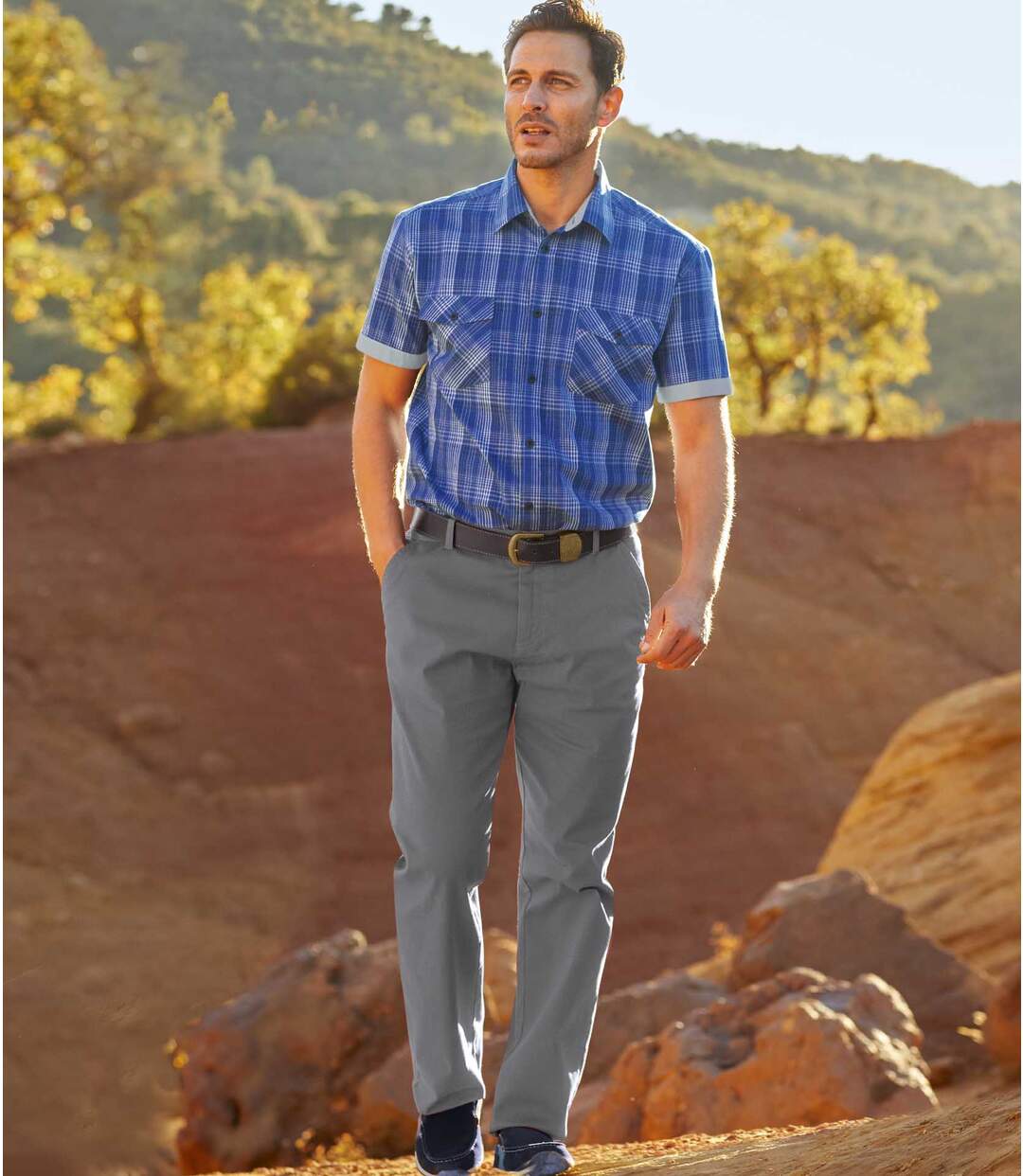 Šedé strečové chino kalhoty-2