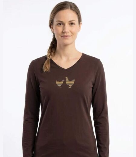 Tee-shirt MAYFLOWER NAPOLI4 chocolat à sérigraphie poule : confort naturel et style authentique