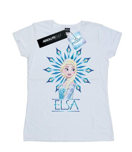 Disney T-shirt en coton Femme/Femme Frozen Elsa Snowflake (Blanc) - UTBI22057