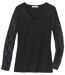 Women's Black Cotton and Lace Top
