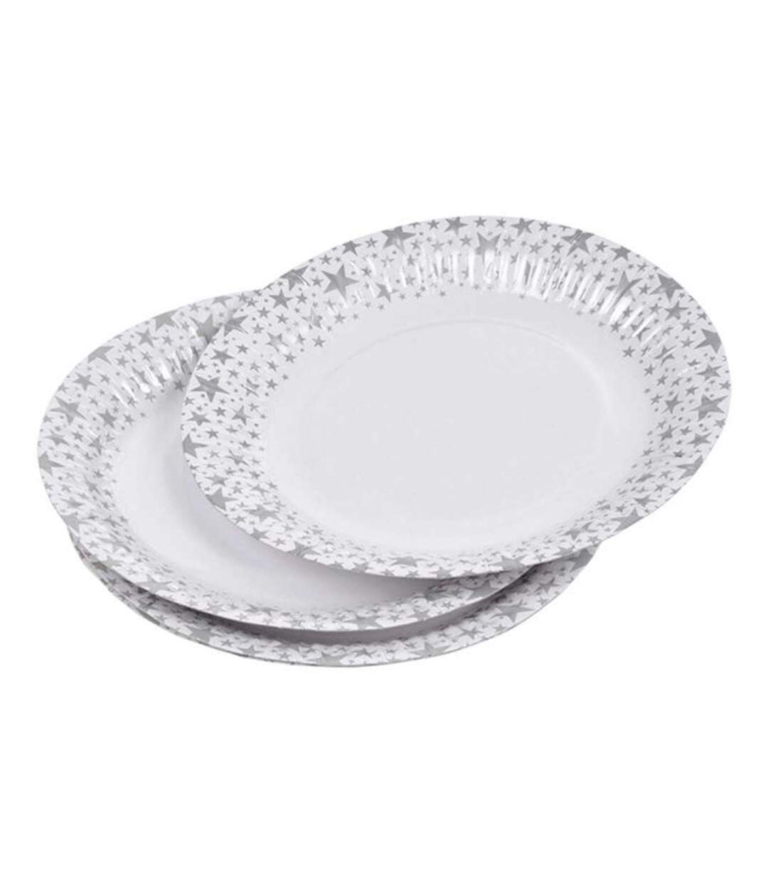 Lot de 6 Assiettes en Carton Stars 18cm Argent-1