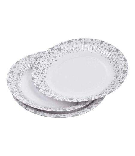 Lot de 6 Assiettes en Carton Stars 18cm Argent