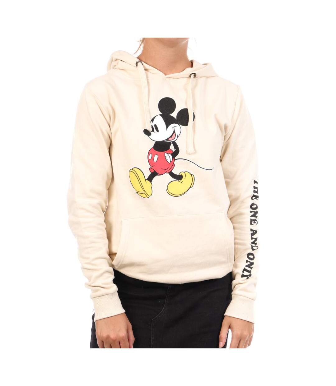 Sweat à capuche beige disney  mickey one & only-1
