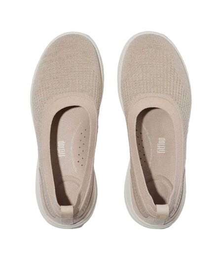 Womens/ladies Knitted Ballet Flats Beige Fit Flop