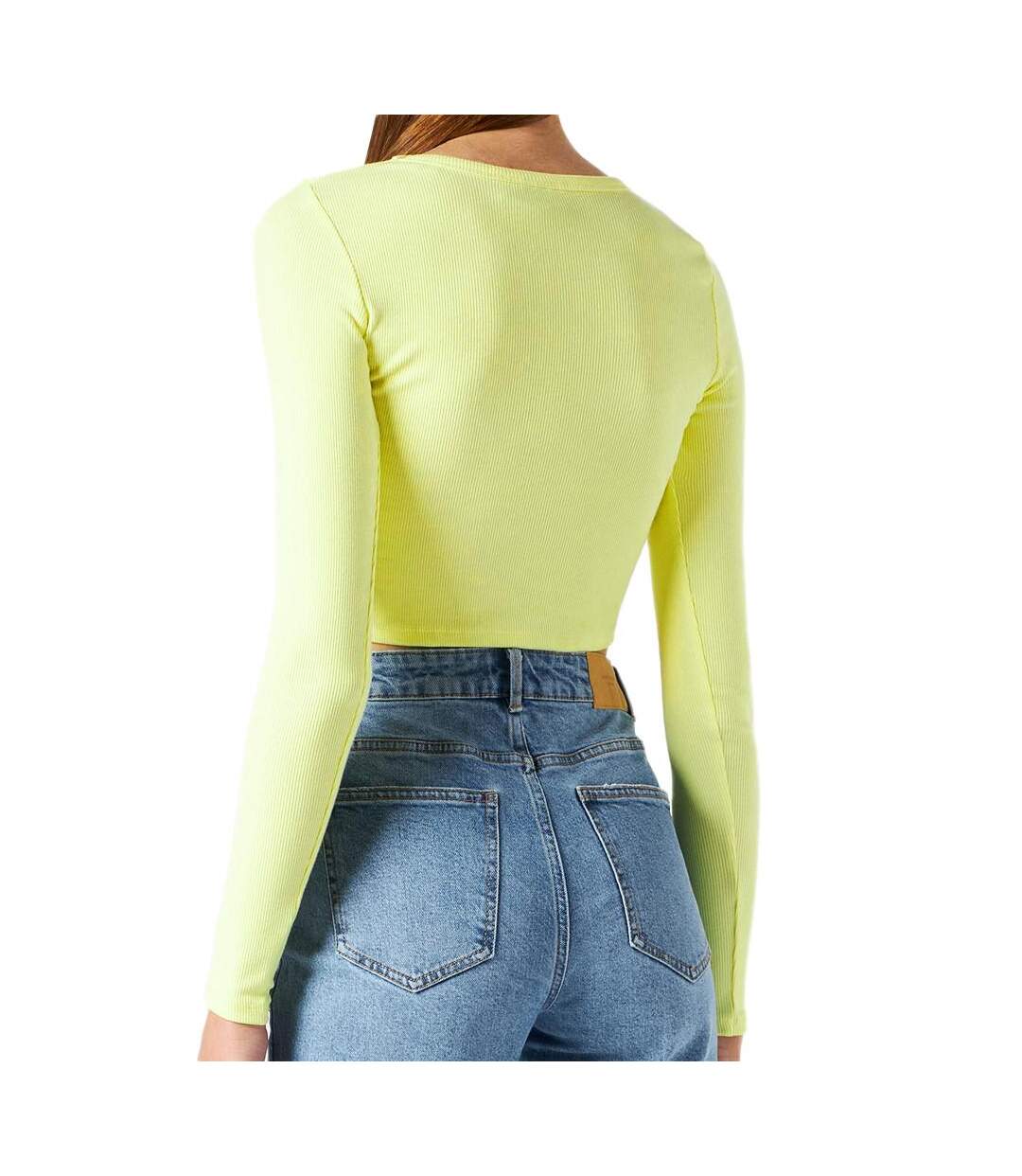 T-shirt jaune femme jjxx feline-2