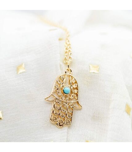 Hamsa Hand of Fatima Gold and Silver Protection Pendant Necklace