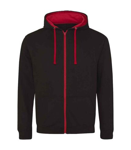 Veste à capuche varsity homme noir vif / rouge feu Awdis