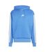 Mens 3 Stripes Fleece Hoodie Blue White Adidas-2