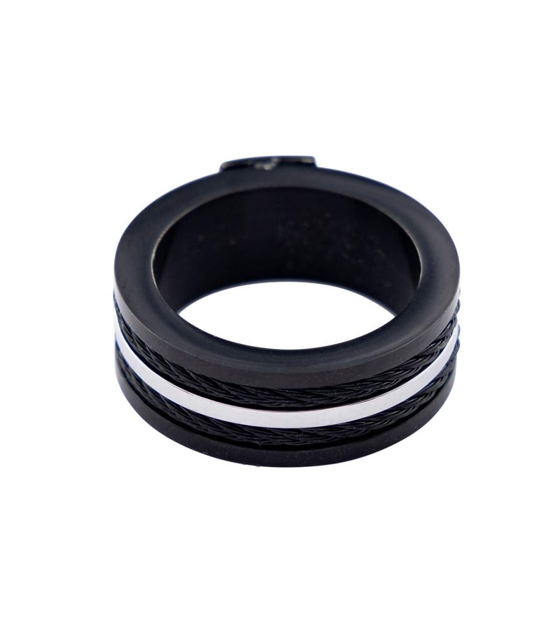 Magnifique Bague Anneau Homme Acier Noir