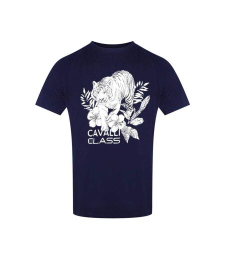 T-shirt Motif/style Tigre Homme Bleu Marine Cavalli Class