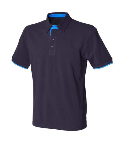 Front Row Mens Contrast Pique Polo Shirt (Navy/Marine Blue) - UTPC6047