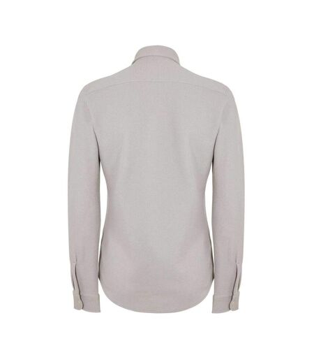 Mens Embroidered Logo Collared Shirt Grey Boss