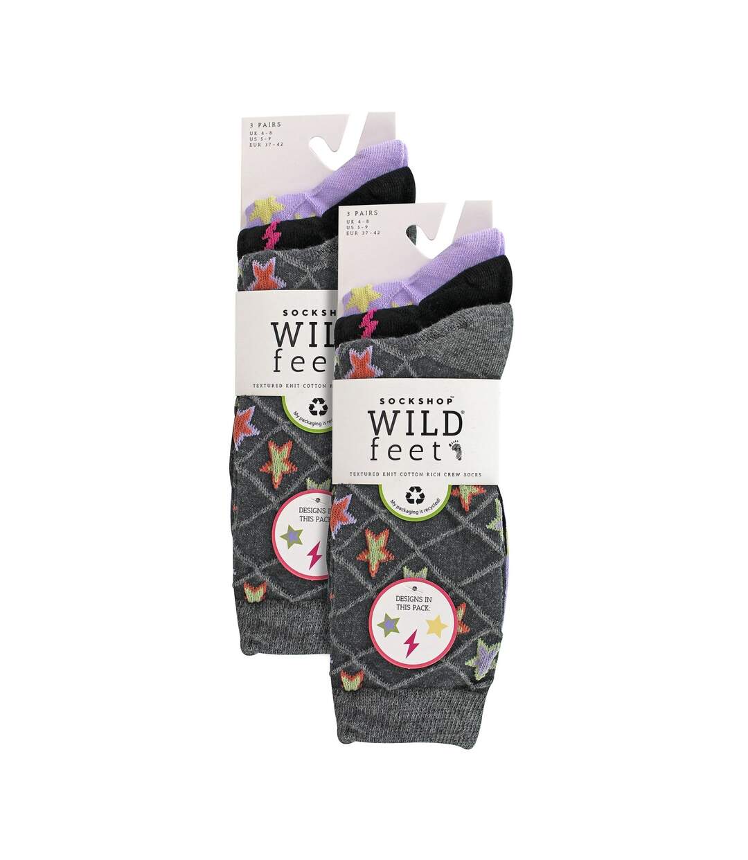 6 Pairs Ladies Multipack of Novelty Design Knitted Boot Socks | Autumn Socks-2