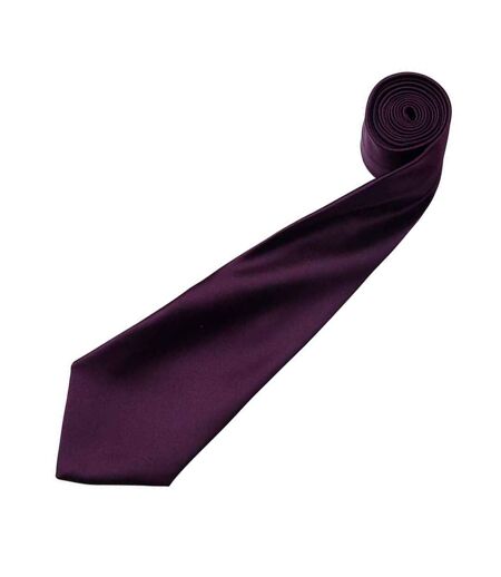 Premier Mens Plain Satin Tie (Narrow Blade) (Aubergine) (One Size) - UTRW1152