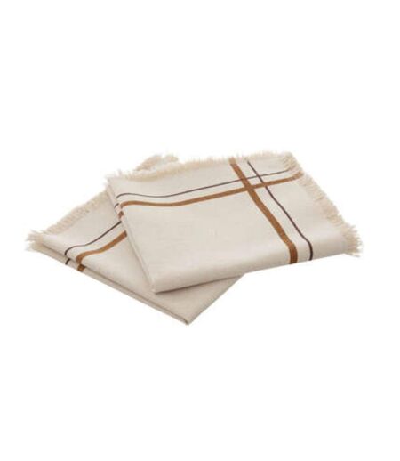 Lot de 2 Serviettes de Table Rayé Maha 40x40cm Beige