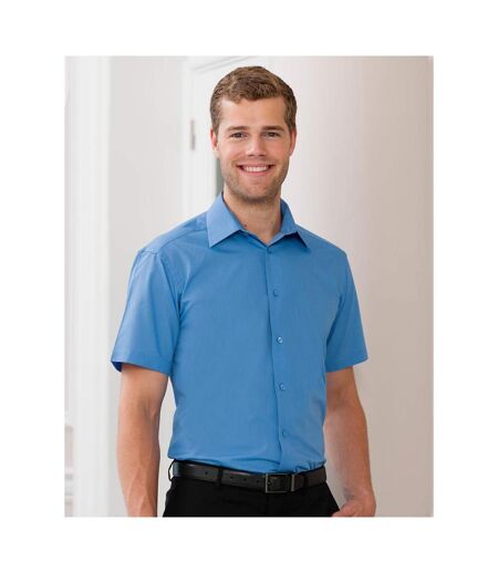 Chemise À Manches Courtes En Popeline  Collection Pour Homme Bleu Clair Russell