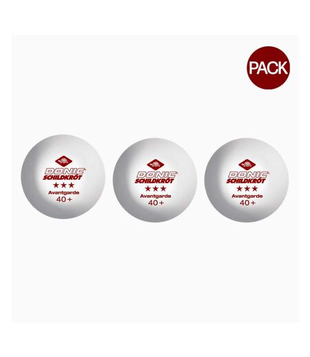 Pack of 3  3-star avantgarde table tennis balls  one size white/red Donic-Schildkroet