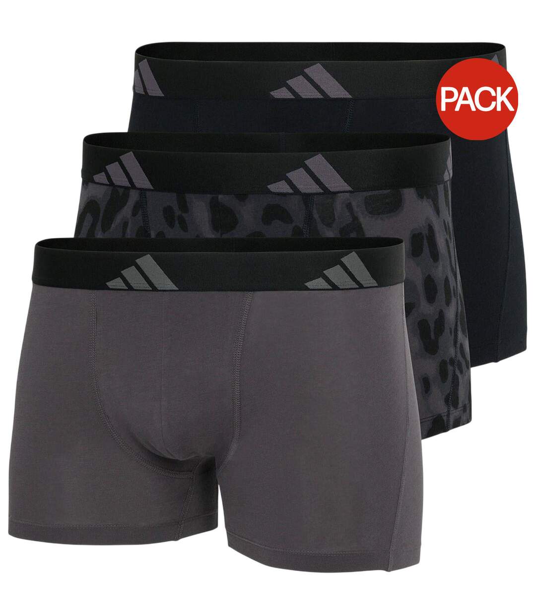 Pack Of 3  Mens Cotton Flexible Active Boxer Shorts  Grey Dark Grey Black Adidas-1