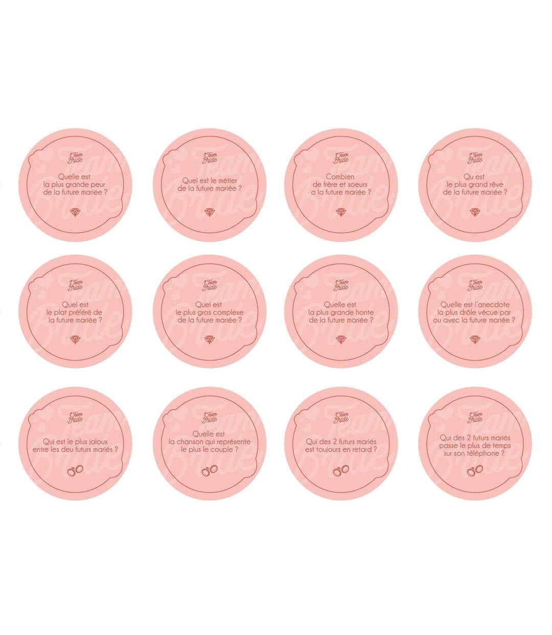 Jeu de 30 Questions EVJF 8cm Rose-4