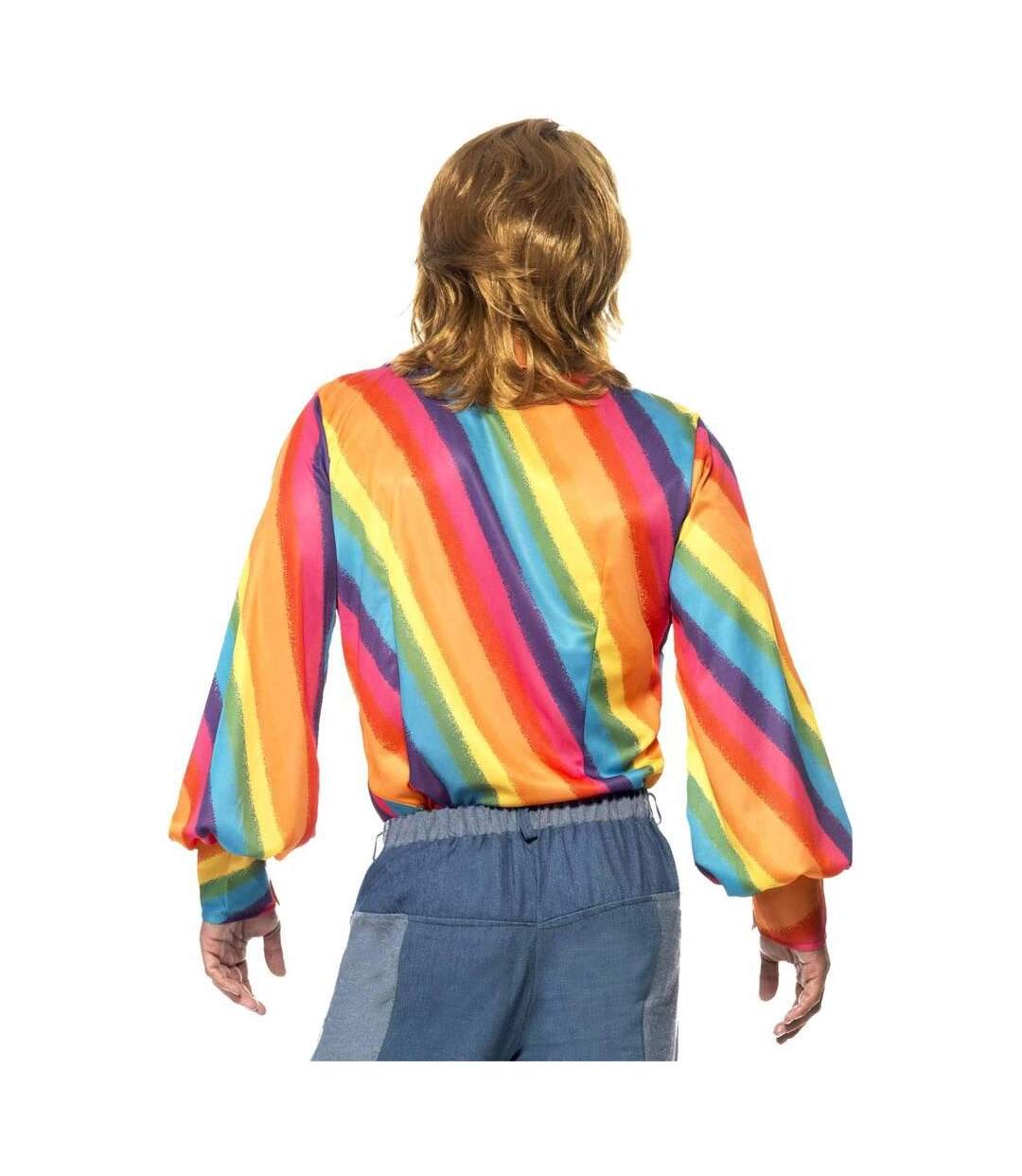 Unisex adult 1970s rainbow shirt multicoloured Smiffys-3