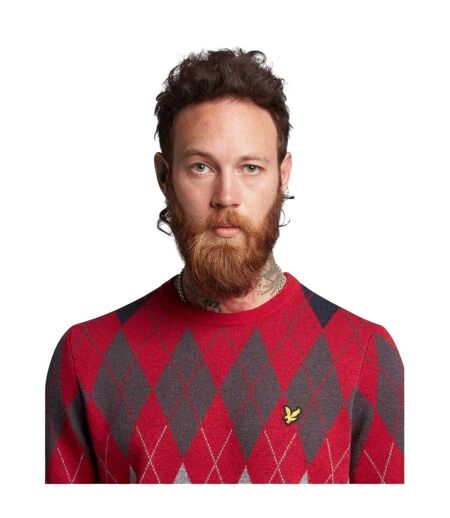 Mens Argyle Knitted Crew Neck Jumper Red Lyle & Scott