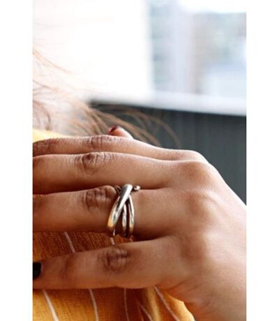 925 Silver Stackable Adjustable Chunky Cross Band Cuff Ring