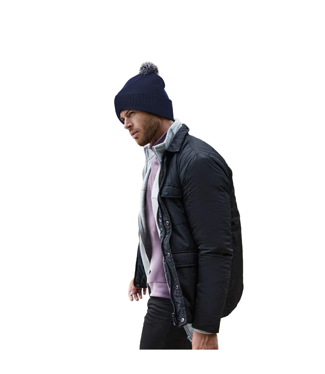 Bonnet bleu marine / gris clair Beechfield-3