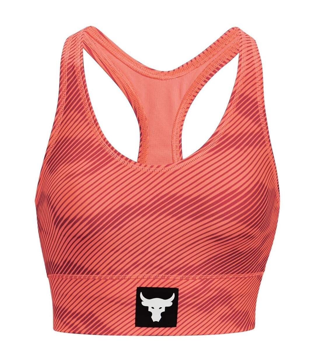 Womens/ladies Project Rock Sports Bra Orange White Under Armour-2