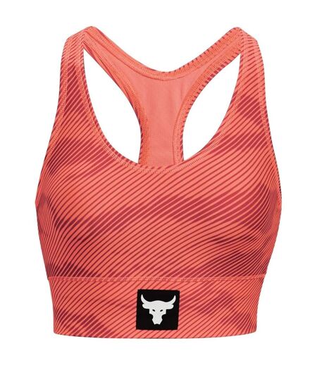 Womens/ladies Project Rock Sports Bra Orange White Under Armour