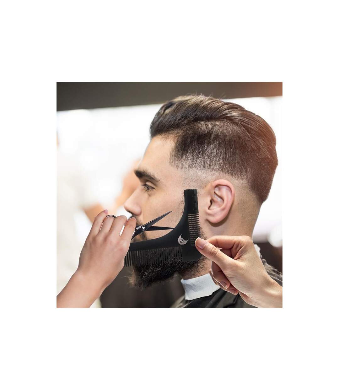 Peigne Sculptant pour Barbe 3 en 1 15cm Noir-2