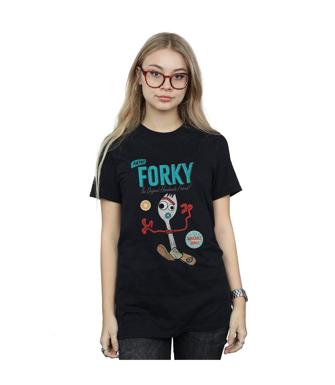 Disney Femmes/Les femmes Toy Story 4 Forky Handmade Friend Coton Boyfriend T-Shirt (Noir) - UTBI47033-2
