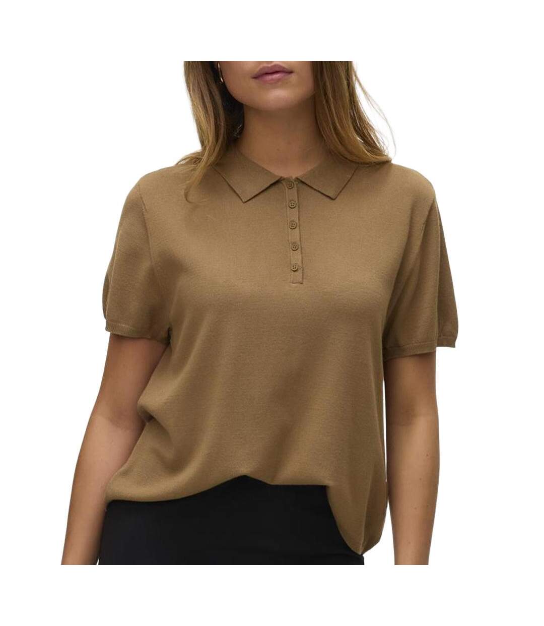 Polo marron femme vero moda lenny-1