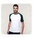 T-shirt de baseball à manches courtes Kariban pour homme (Blanc/Vert forêt) - UTRW705