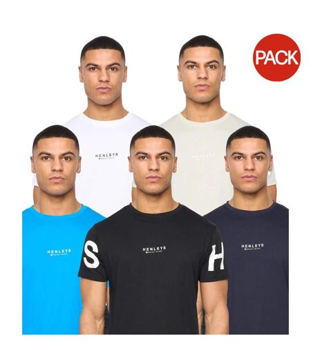 Pack Of 5  Mens Hensleeve T-shirt  Black White Light Beige Blue Navy Henleys